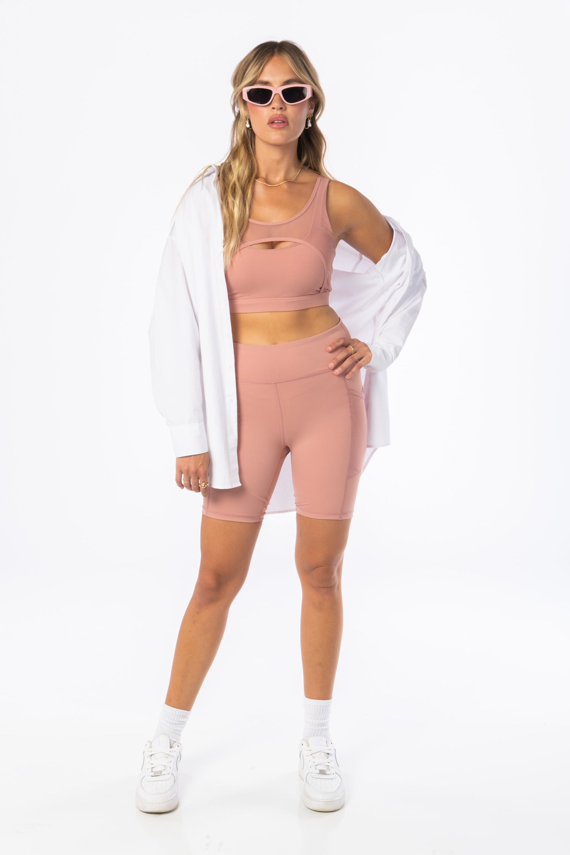 Mauve High Waist Biker Shorts - Hypeach Active Activewear HYPEACH BOUTIQUE 