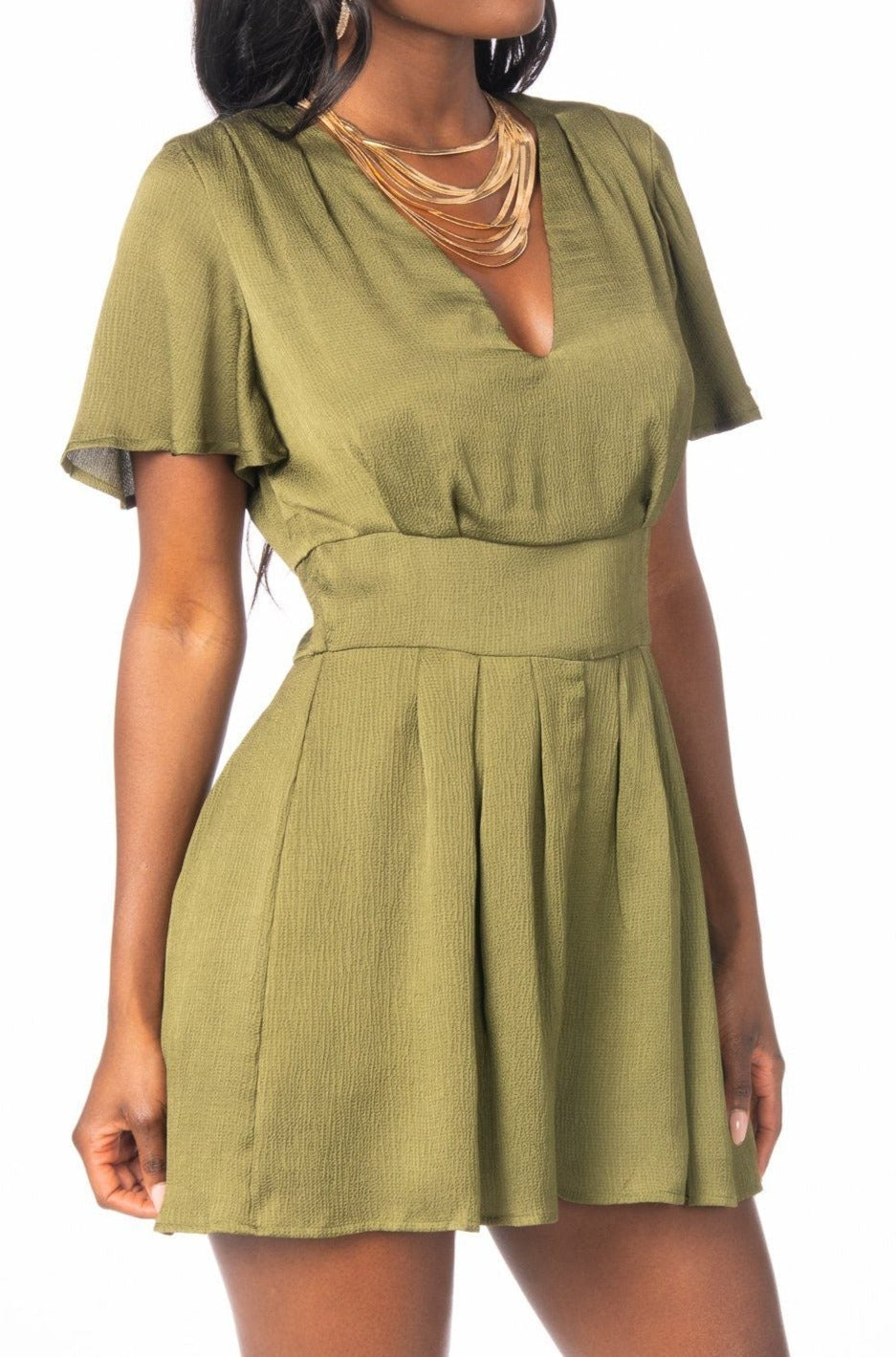 Mimosas Brunch Olive Green Romper - FINAL SALE Rompers & Jumpers HYPEACH BOUTIQUE 