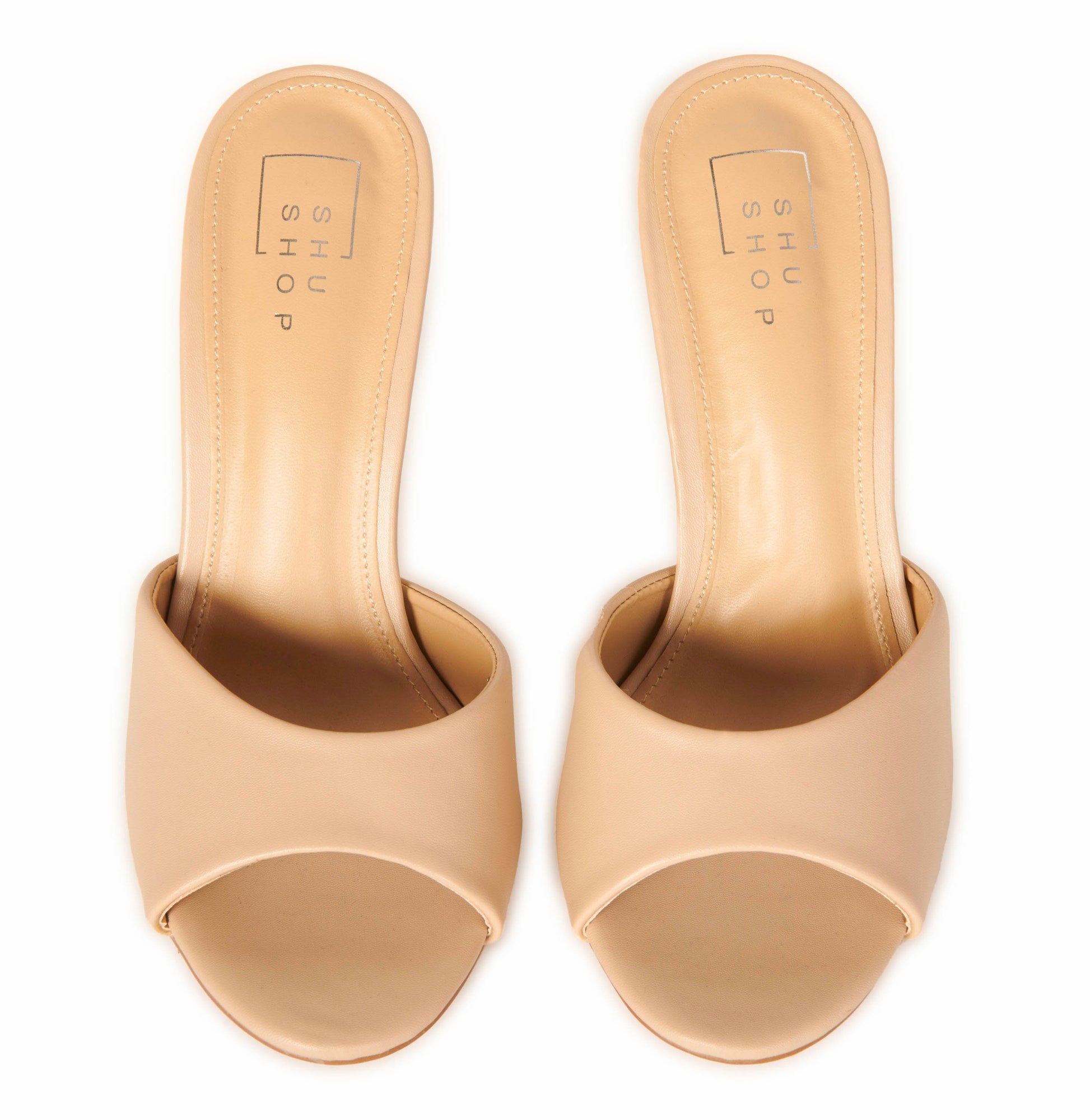 Open Toe Slide Heel Nude Shoes HYPEACH BOUTIQUE 