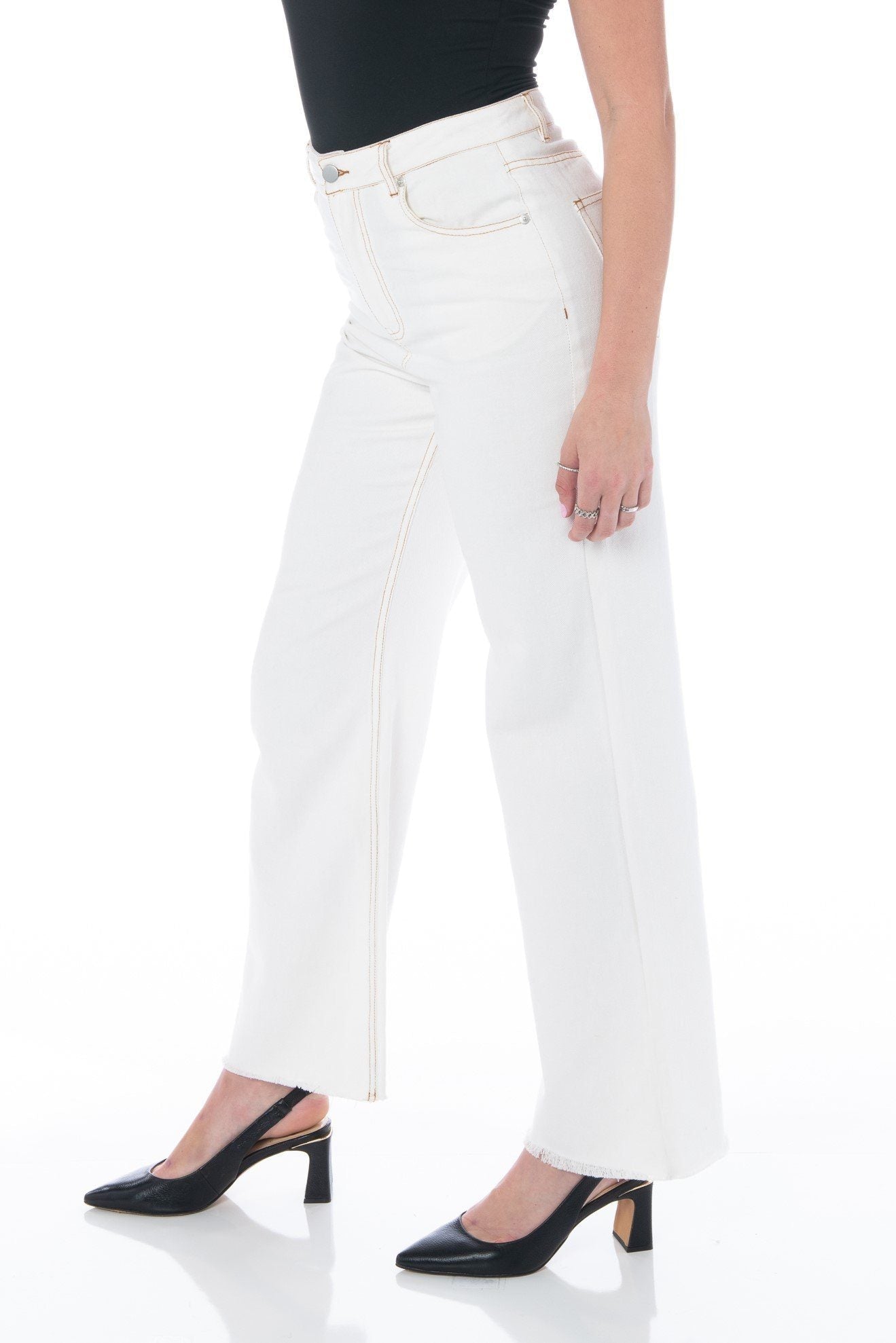 Papaya Relaxed Fit High Rise Off White Jeans Denim HYPEACH BOUTIQUE 