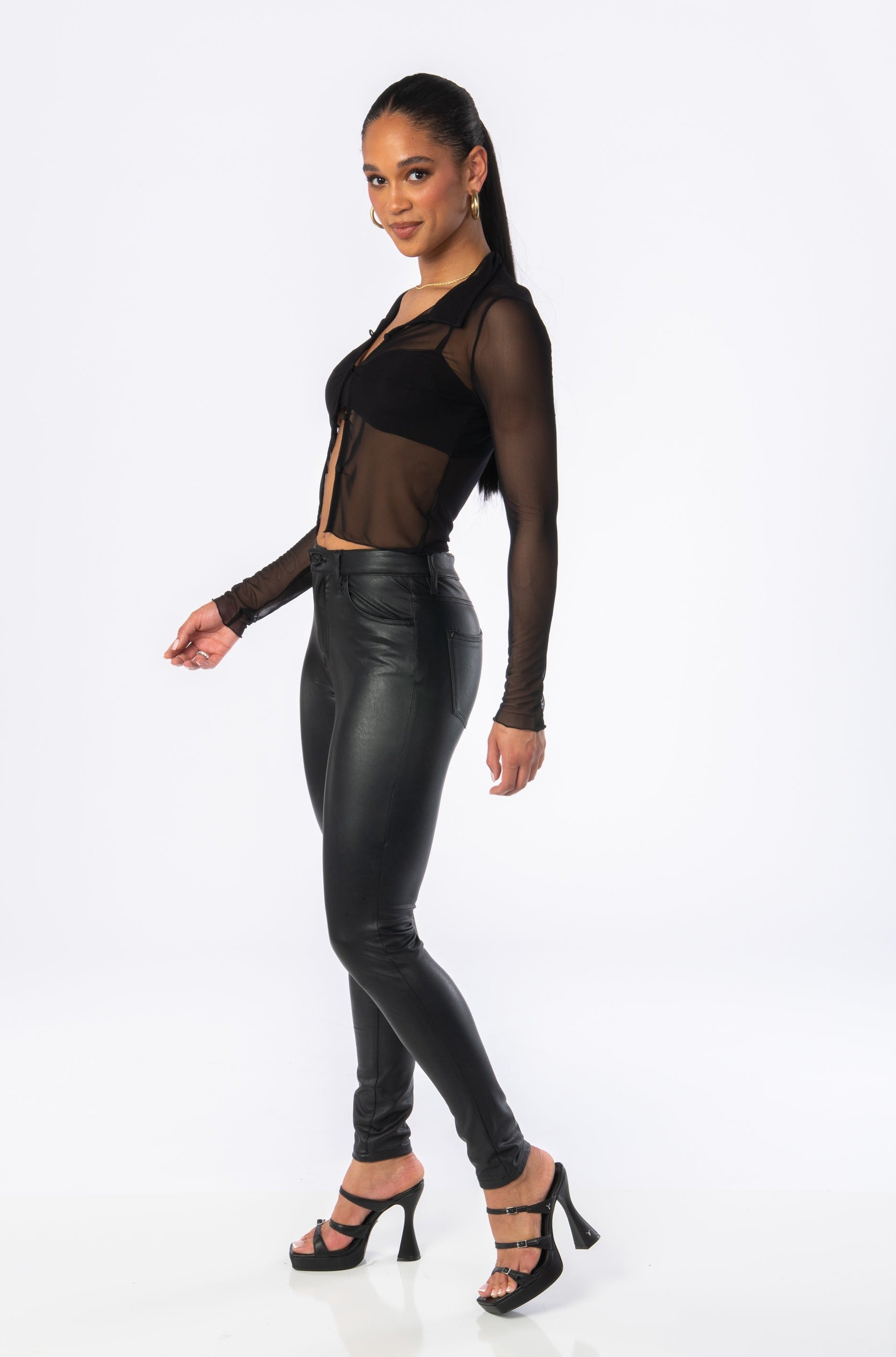 Renegade Sheer Blouse Black Tops HYPEACH BOUTIQUE 