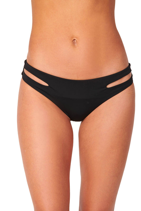 Seamless Cutout Moderate Coverage Black Bikini Bottoms Swimwear HYPEACH BOUTIQUE 