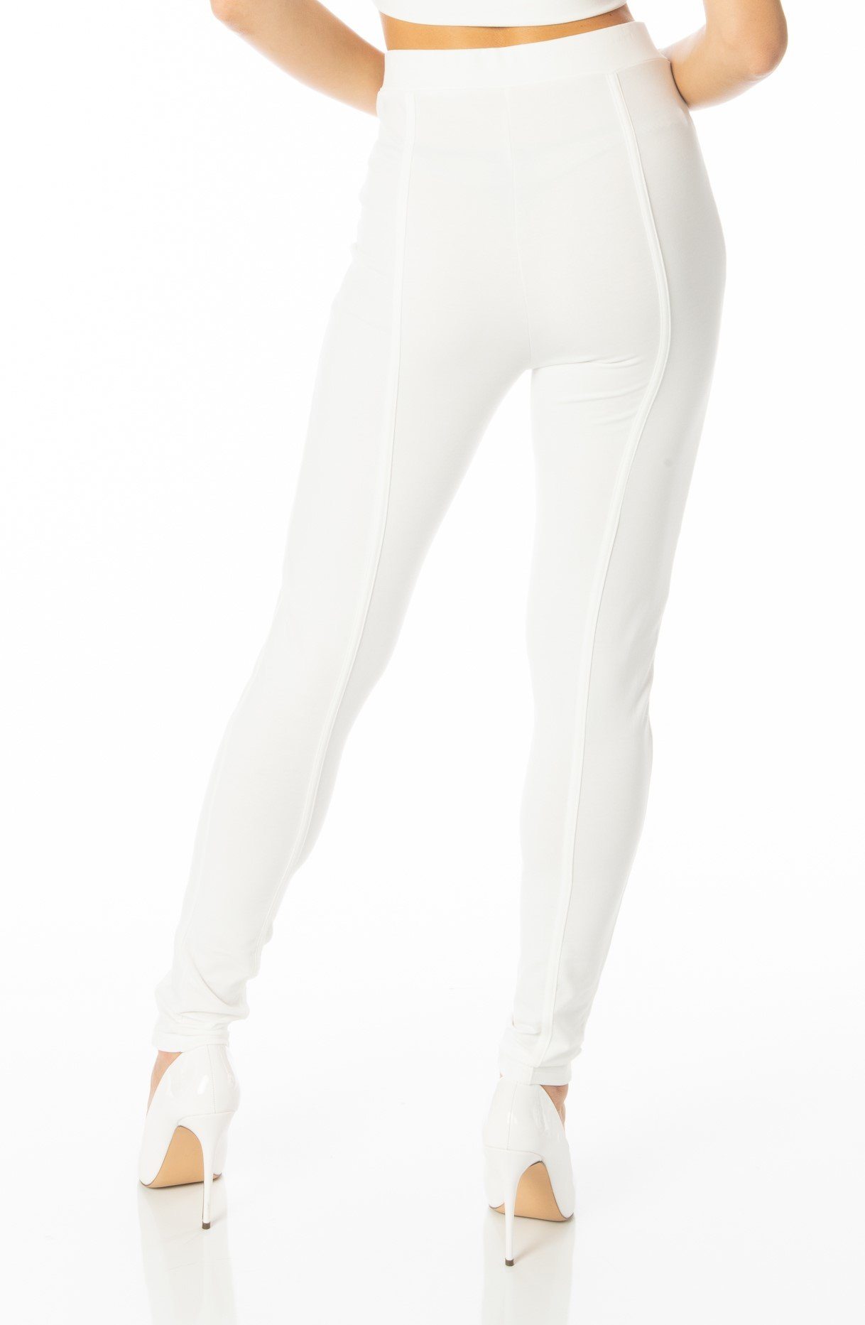 South Beach White Skinny Joggers Zipper Detail Sets HYPEACH BOUTIQUE 