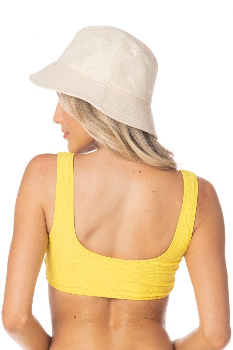 Spicy Sporty Center Zip Bikini Top Yellow Swimwear HYPEACH BOUTIQUE 