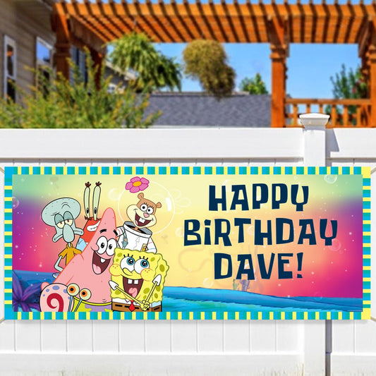 Spongebob Squarepants Group Shot Personalized Banner