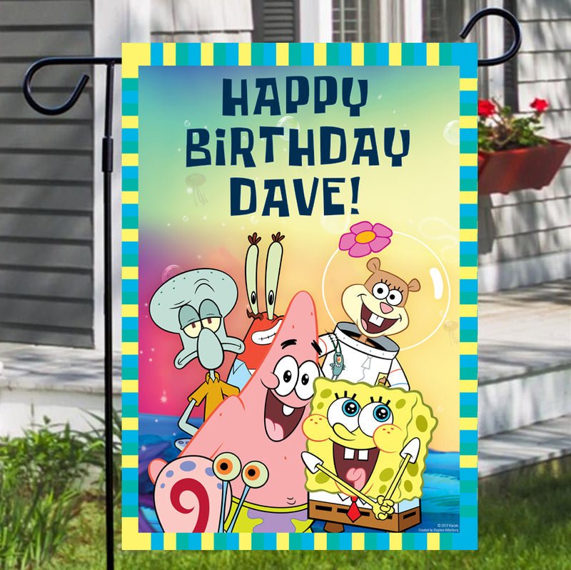 Spongebob Squarepants Group Shot Personalized Flag