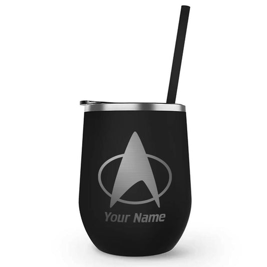 Star Trek: The Next Generation Delta Personalized Laser Engraved Wine Tumbler with Straw