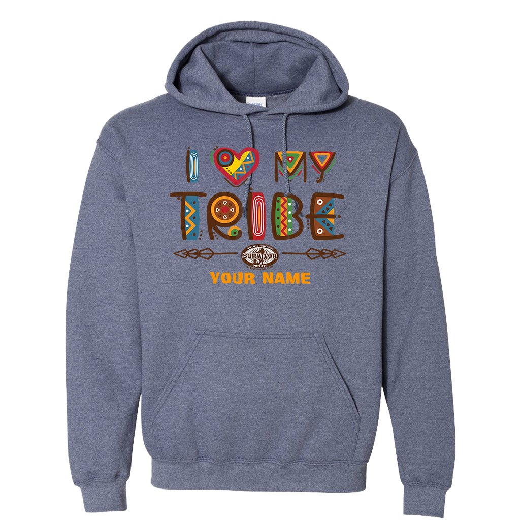 Survivor I Love My Tribe Mashup Personalized Fleece Hooded Sweatshirt