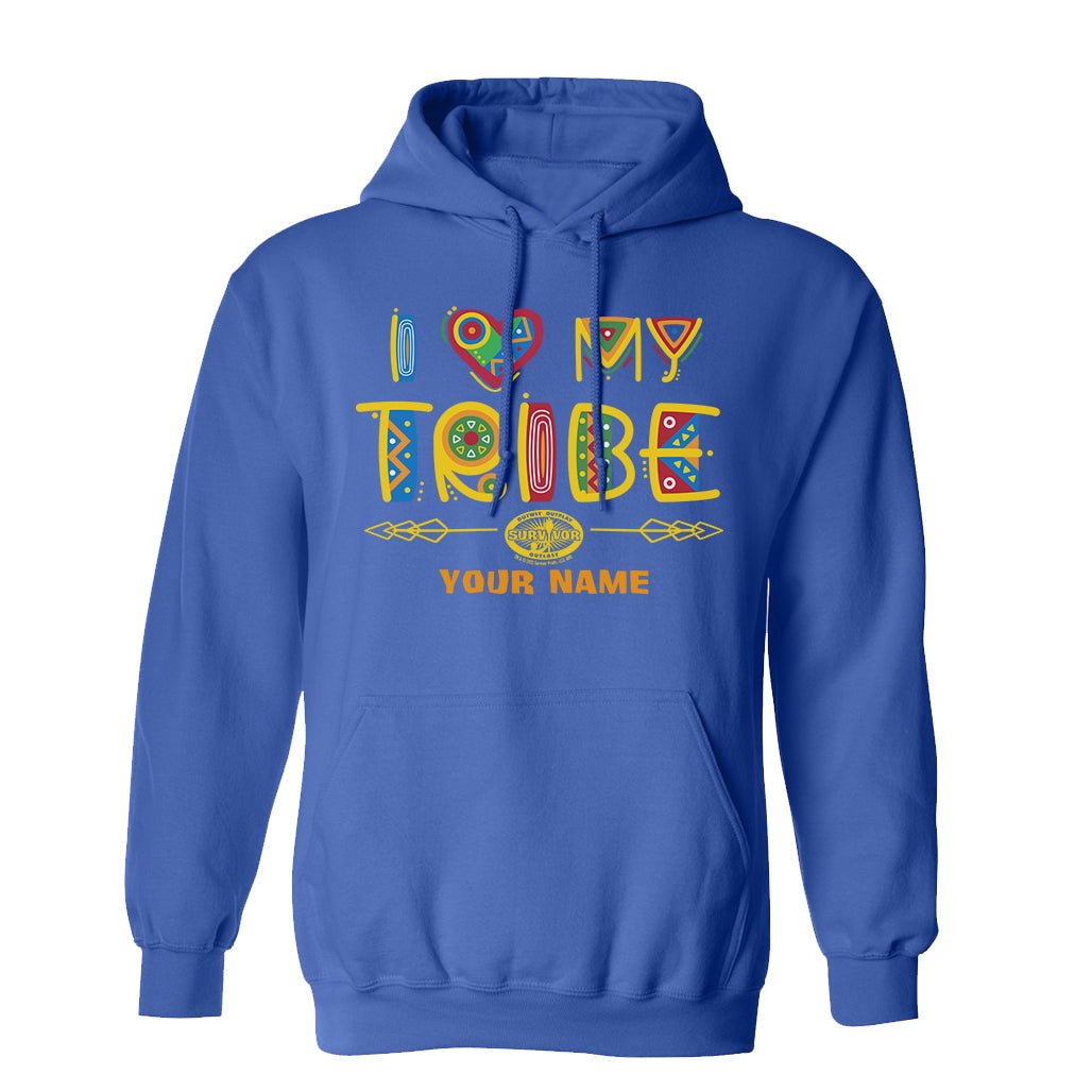 Survivor I Love My Tribe Mashup Personalized Fleece Hooded Sweatshirt