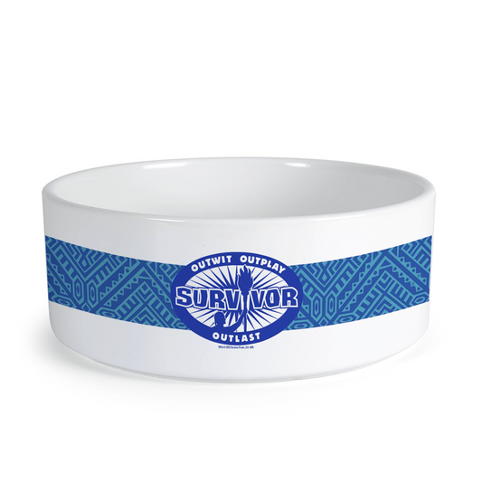 Survivor Tribal Print Logo Personalized Pet Bowl