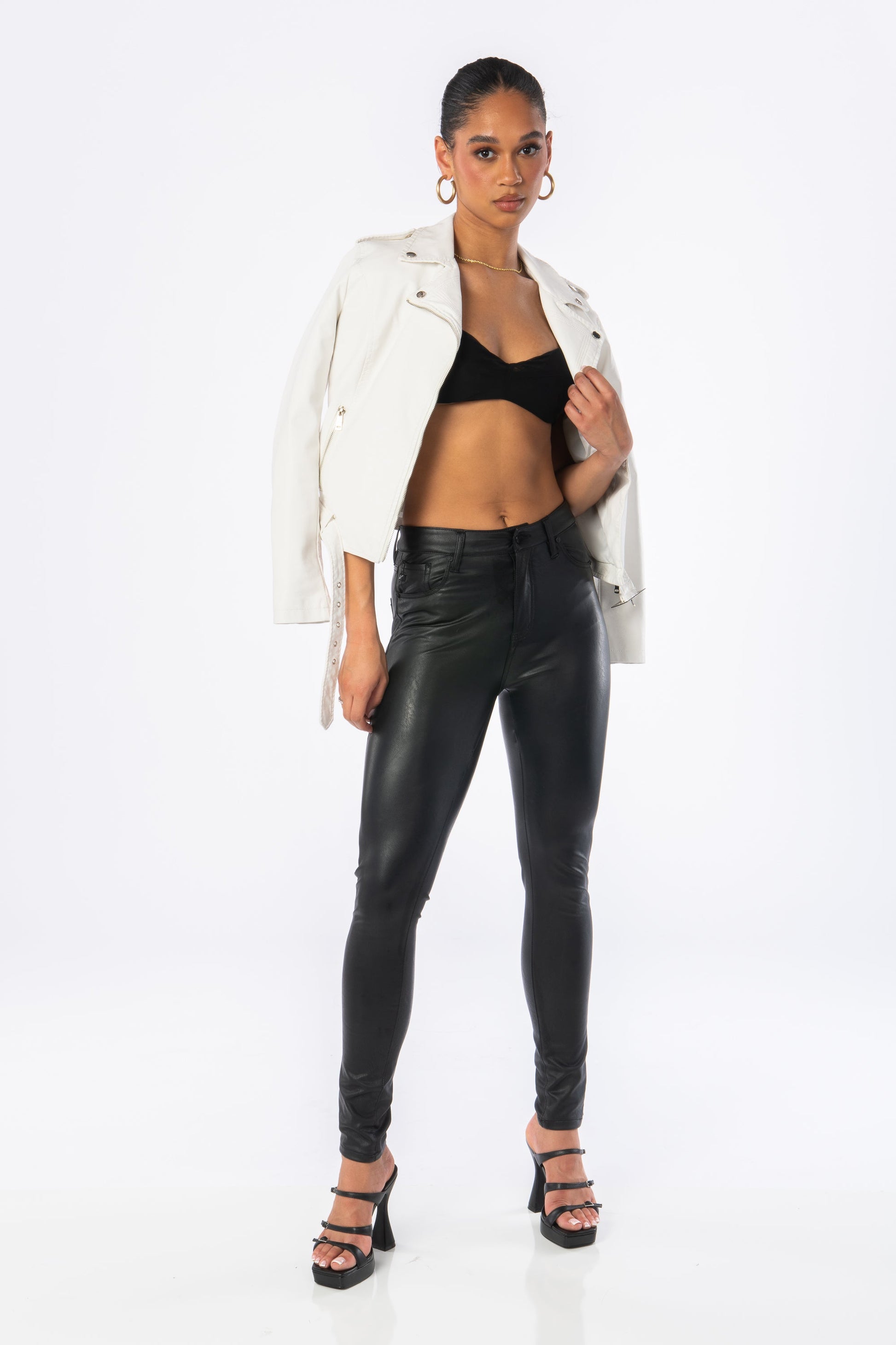 Vegas Vegan White Moto Jacket Outerwear HYPEACH BOUTIQUE 