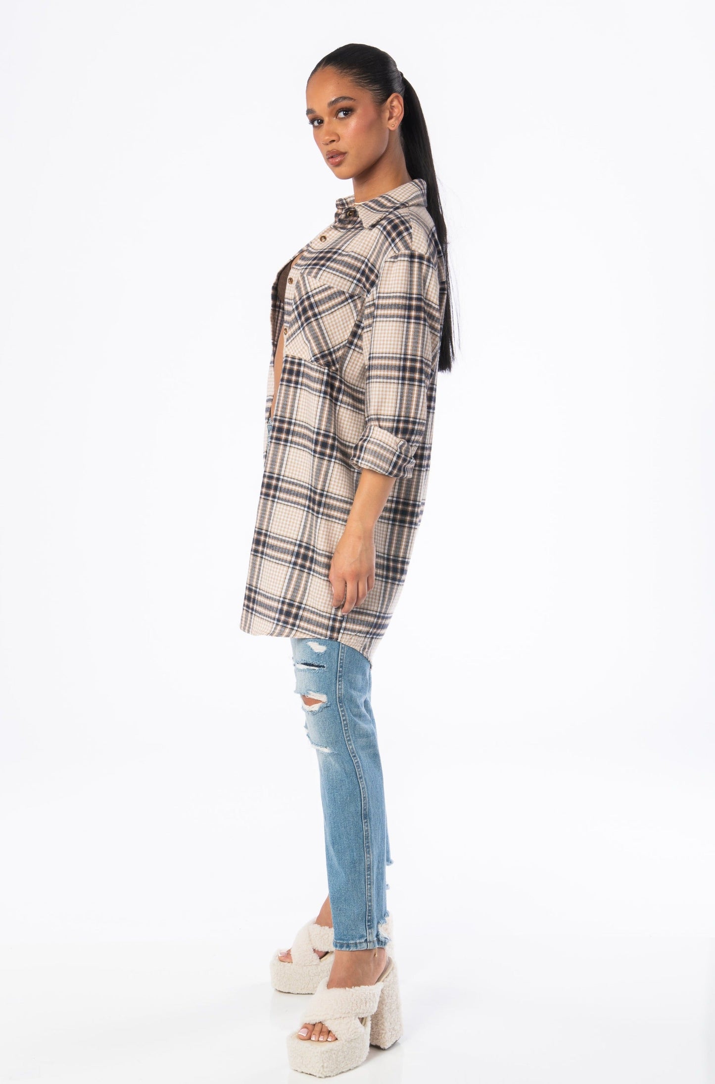 Ventura Oversized Plaid Flannel Dresses HYPEACH BOUTIQUE 