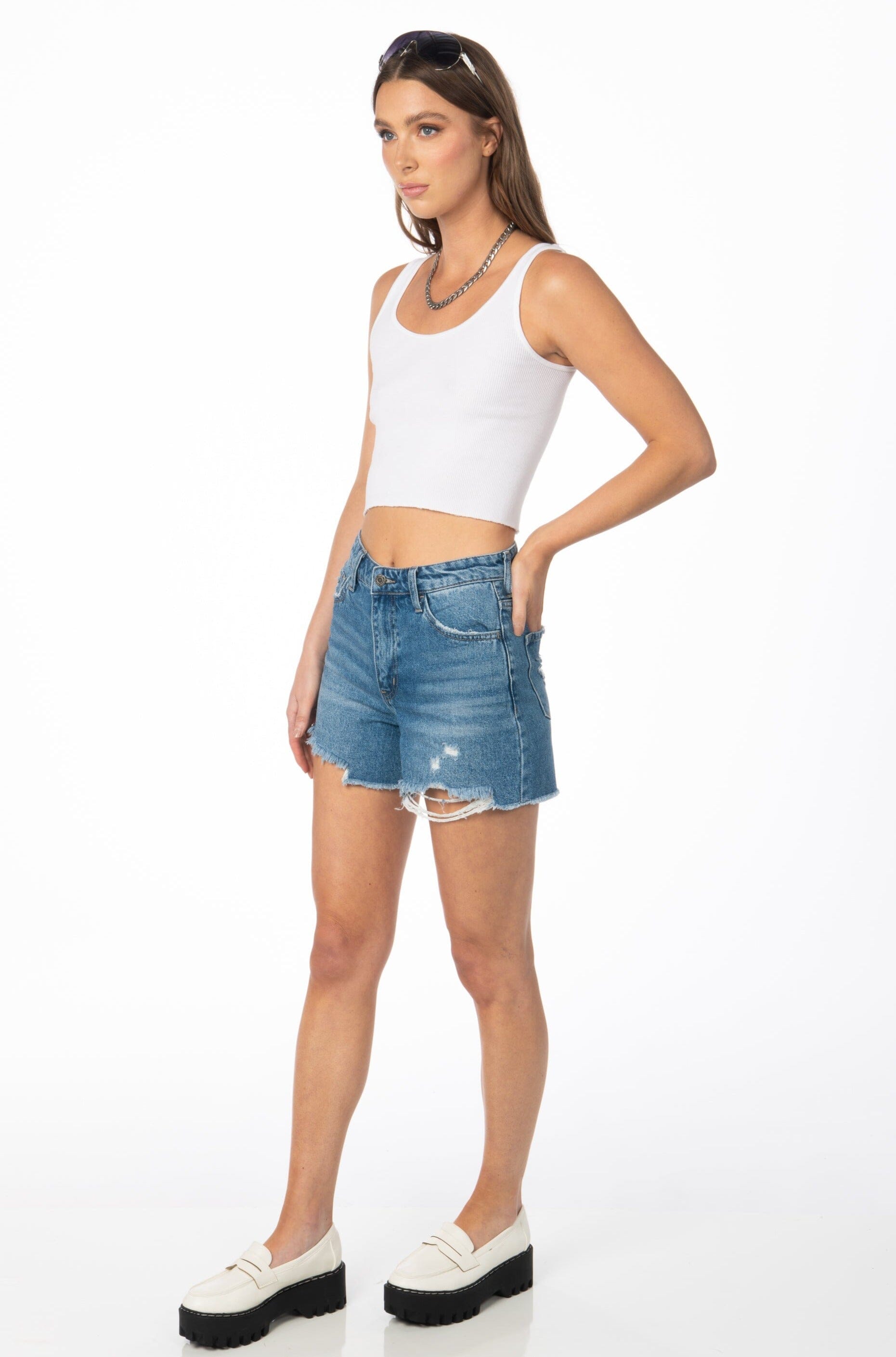 Vervet 90s High Rise Denim Shorts Denim HYPEACH 