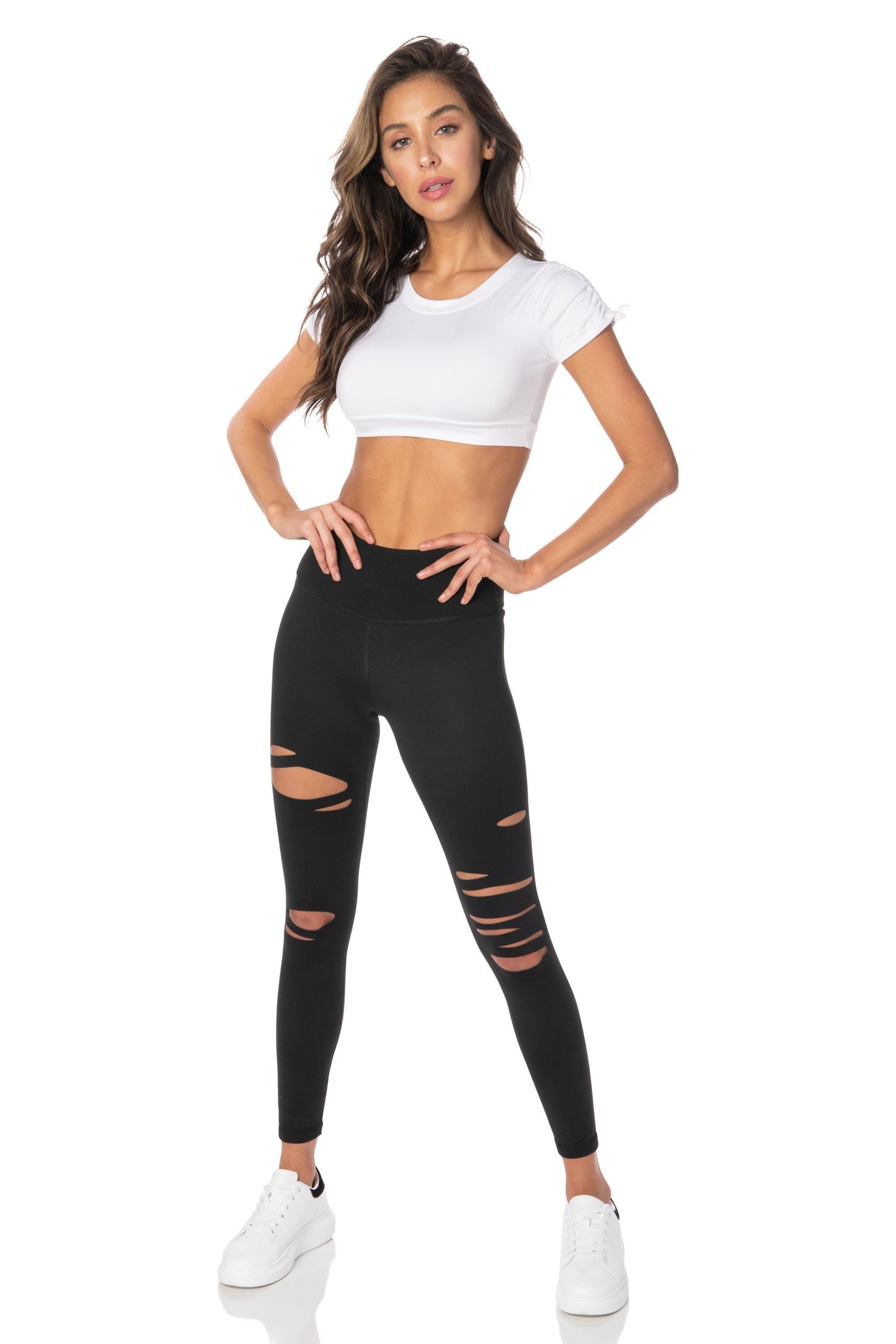 White Cropped Round Neckline - Hypeach Active Tops HYPEACH 