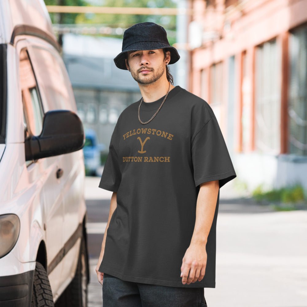 Yellowstone Dutton Ranch Embroidered Oversized Faded T-shirt