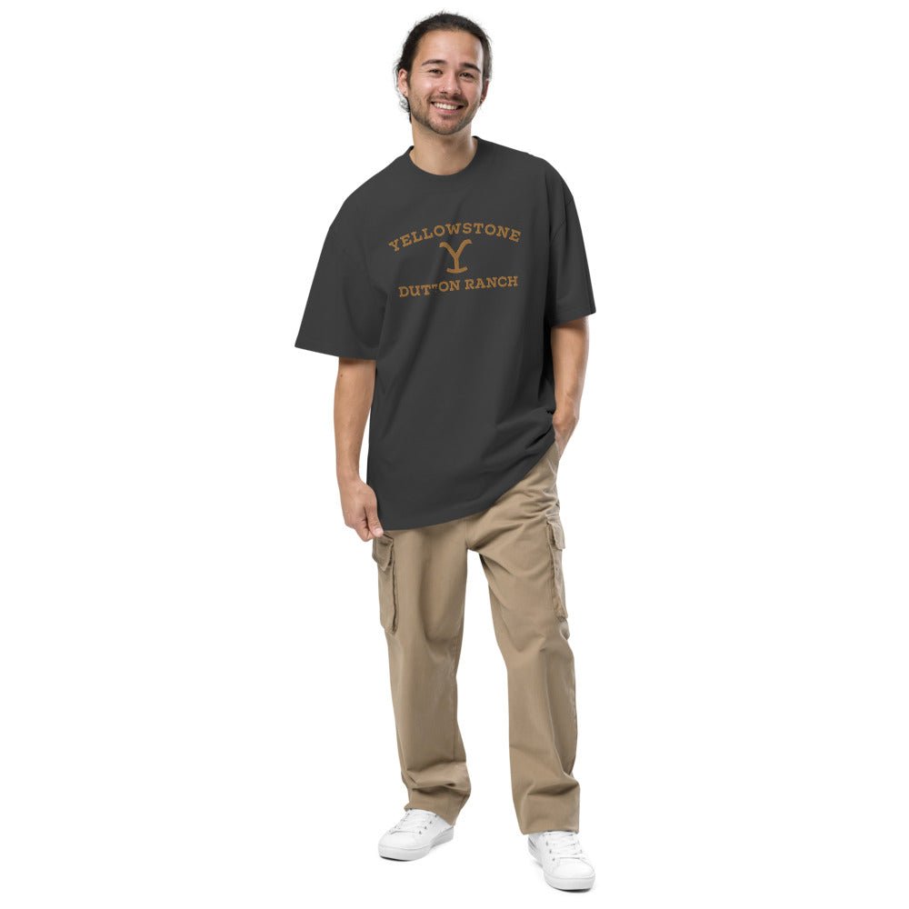 Yellowstone Dutton Ranch Embroidered Oversized Faded T-shirt