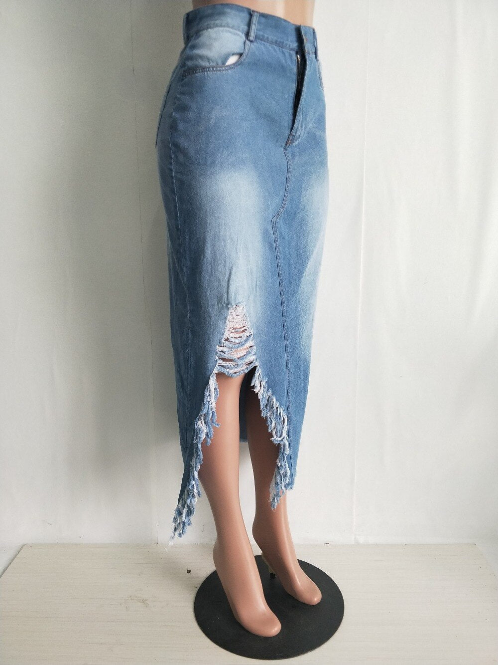 Fashion High Waist Sexy Denim Skinny Skirt Hollow-Out