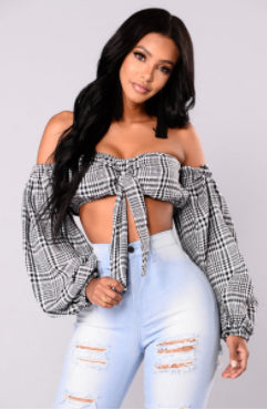 BESSIE LONG SLEEVE TOP - BLACK/WHITE