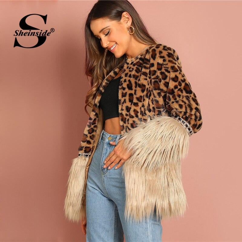 Faux Fur Coat Leopard Print Winter Jacket