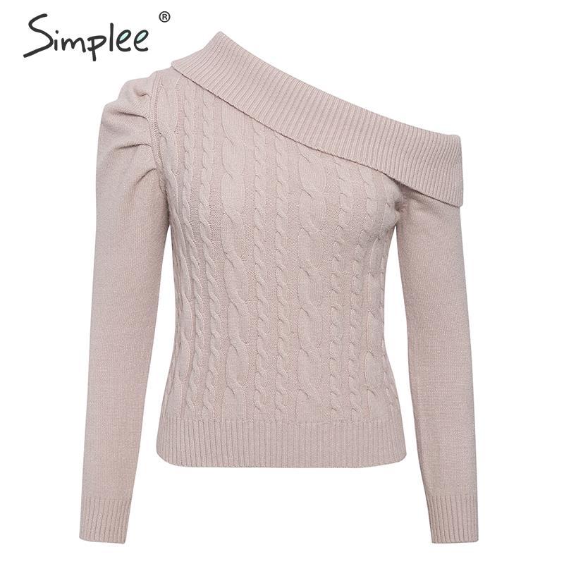 New Boat Neck Style Off  Shoulder Long Sleeve Sweater