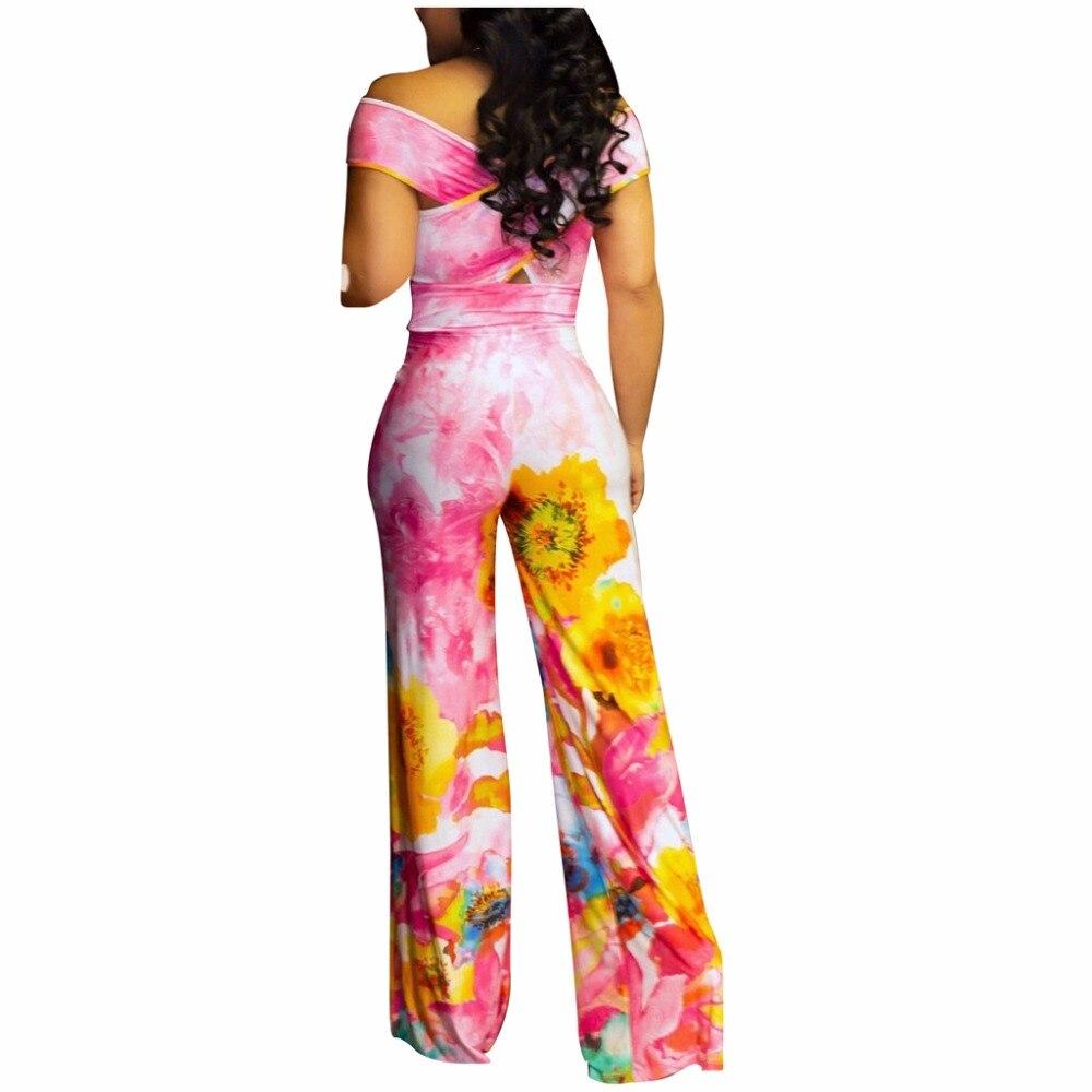 Off Shoulder New Floral Print Jumpsuit Elegant Wide Leg